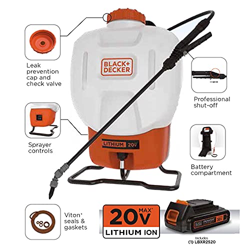 Black+Decker Battery Powered 4-Gallon Backpack Sprayer, Battery And Charger Included #TOP5