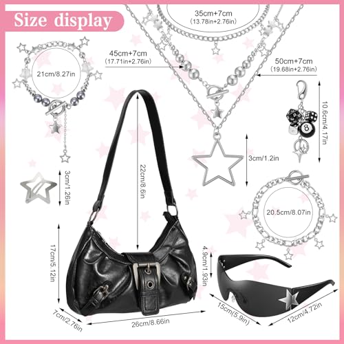 JATEBI Y2K Goth Purse Accessories Set for Women, with Sunglasses & Jewelry by JATEBI - Used condition - Image 7