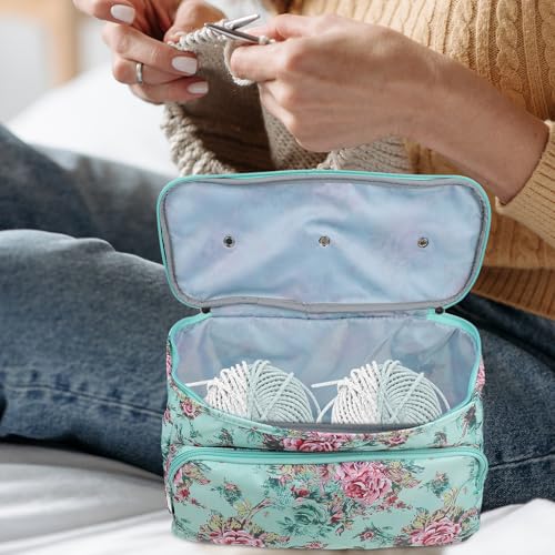 Bolsa de tejer cuadrada con cremallera que evita enredos 5