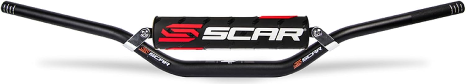 SCAR Handlebar Motocross Dirtbike Motorcycle (1 1/8”) + Cross Bar - Villopoto Stewart Style - Bar Pad Black