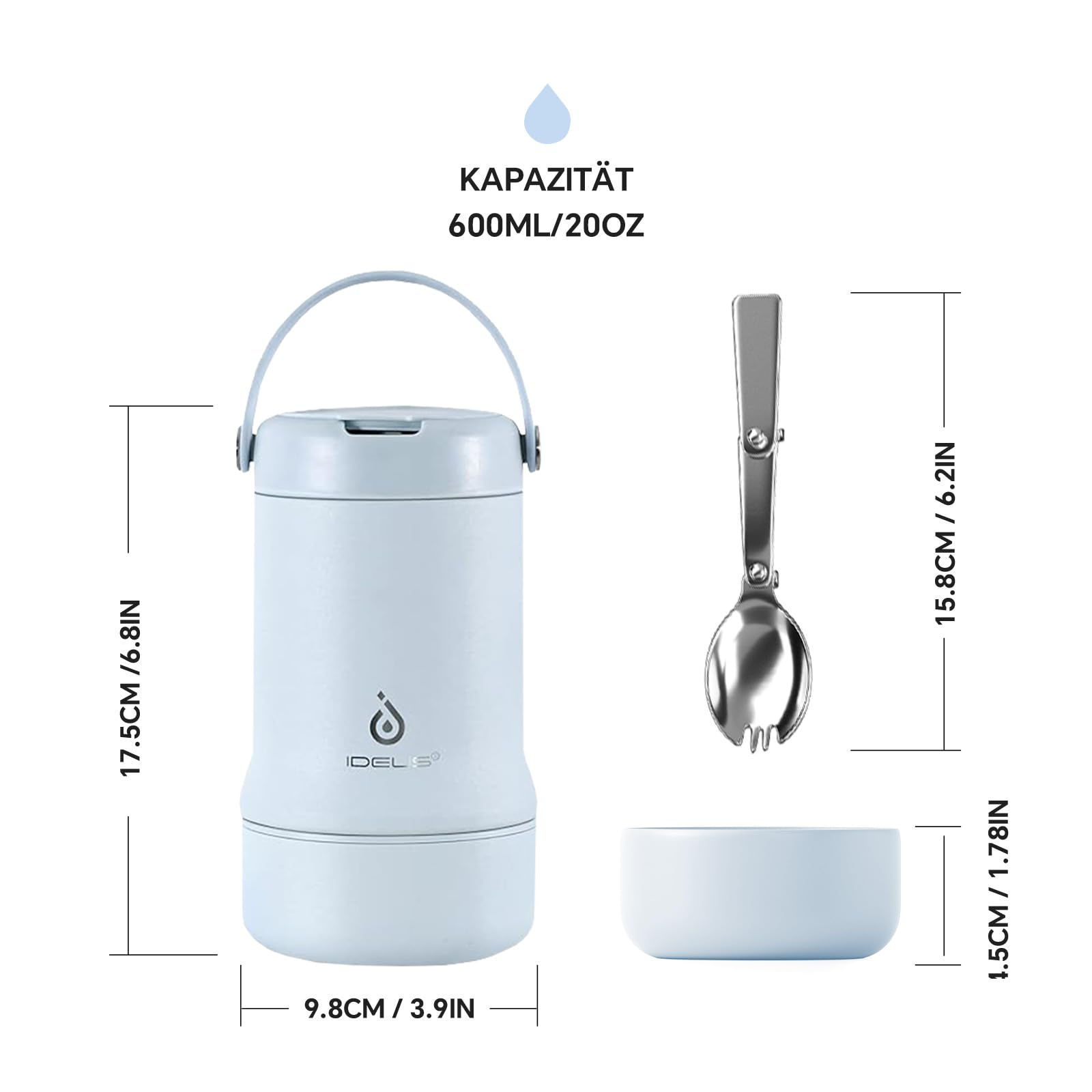 Geïsoleerde Voedselcontainer met Lepel 600 ml voor Warm en Koud Eten | bol