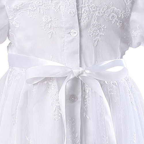 NIMBLE Baby Girls Newborn Christening Embroidered Gown Dress Outfit with Headband,0-15M4