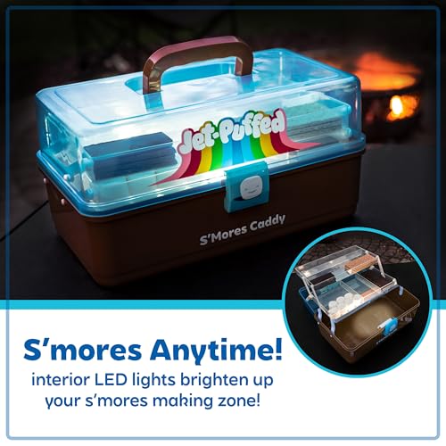 Nostalgia Jet-Puffed Lighted S’mores Caddy, Essential Marshmallow Roasting and S’mores Making Supplies for Camping, Vacation, and Backyard Bonfires, Carry Handle, Retractable Trays, and Carry Handle by Nostalgia - Image 4