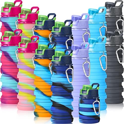Sunnyray 14 Pack Collapsible Water Bottles Bulk 17 oz