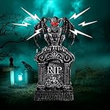 YUJUN Animated Halloween Tombstone Decoration,Lighted Gravestone Creepy Voice Spooky Bat Light Up Eyes Scary Motion for Horror Party Halloween Yards Prop Decor Indoor Outdoor