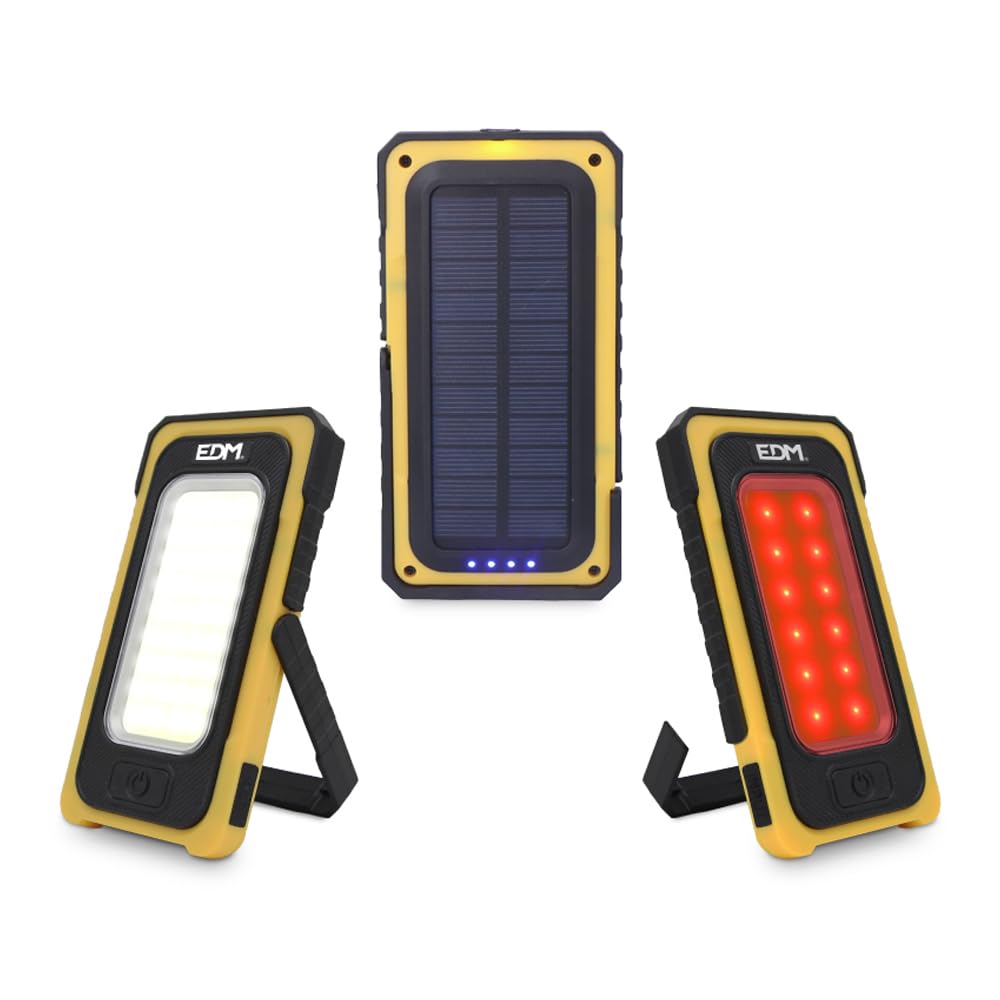 LINTERNA LED SOLAR RECARGABLE con GANCHO e IMÁN COB 10W 750lm EDM, Multicolor