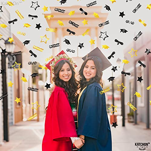 Image of Graduation Decorations 2026 | Black and Gold Grad Confetti 2026 - Pack of 1300 | Congrats Grad Confetti for Graduation Table Decorations | Black and Gold Grad Table Decorations 2026, KatchOn