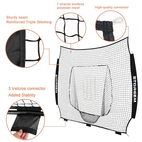 Replacement Net for Baseball Fits 7x7ft Size Bow Style Frames - Knotless Polyester - 7-Strand