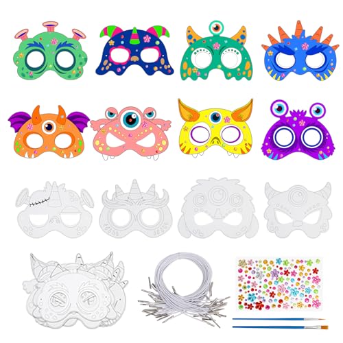 ZEELONA 24 Pcs Halloween Monster Crafts for Kids DIY Coloring Masks School - image 1