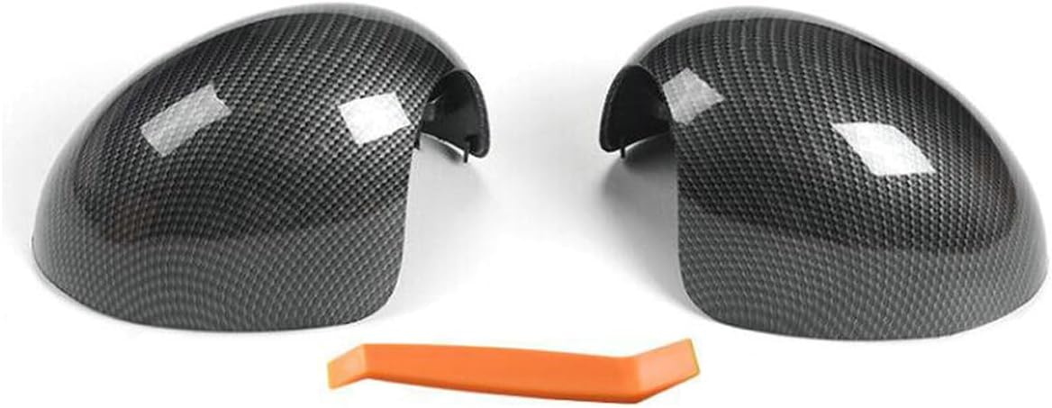 2Pcs Side Mirror Cover Protector,Door Rear View Mirror Carbon Fiber Black Cover 51162754913 51162754914 for Mini Cooper R55 R56 R57 R58 R59 (NOT suitable for electric fold,ONLY for manual fold)