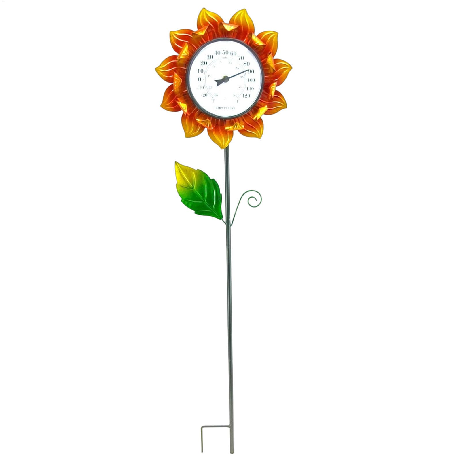 Termometro da esterno con picchetto in metallo, 102 cm, facile da montare | termometro decorativo da parete a forma di girasole, calibrato automaticamente, per interni ed esterni, decorazioni per patio