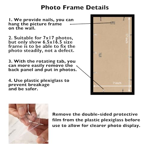 Image of JCJMY 7x17 Picture Frame Black for Poster Photo Picture, Horizontal and Vertical Formats for Wall Hanging, 7 x 17 Wall Gallery Poster Photo Frame for 7 by 17 Photos Posters, Black