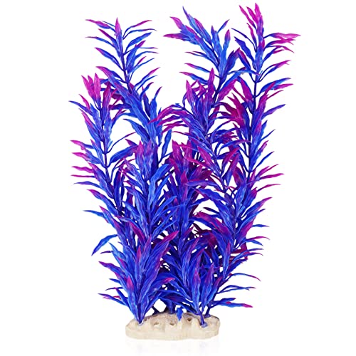 LAMXD Aquarium Fish Tank Plastic Plants, Simulation of Aquatic Plants Purple Aquarium Aquatic Plants for Fish Tank Ornament Natural Design Decorations (32cm/12.5Inch)