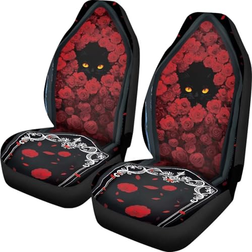 Housses de siège de voiture avant chat noir lavables pour les trajets en famille