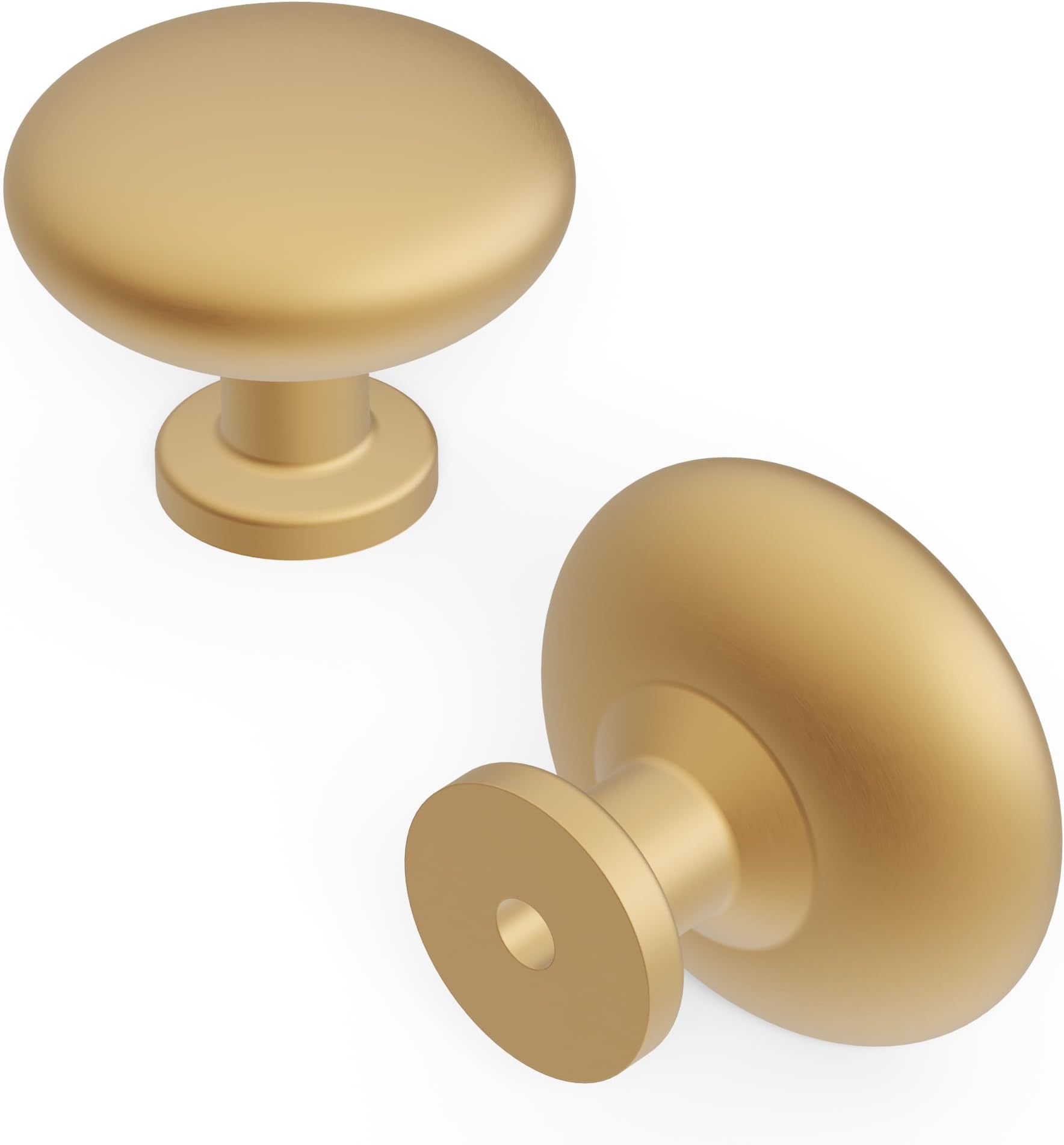 Basics Collection Knob 1-1/8 Inch Diameter Brushed Brass Finish (10-Pack)