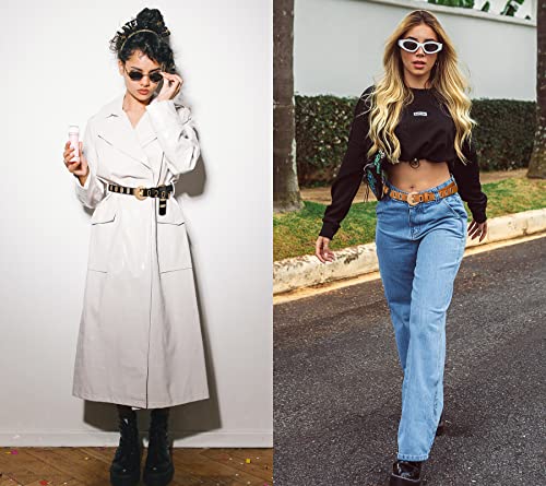 2 Pack Women's Dress Belt, Black Skinny Faux Leather for Women Dresses2