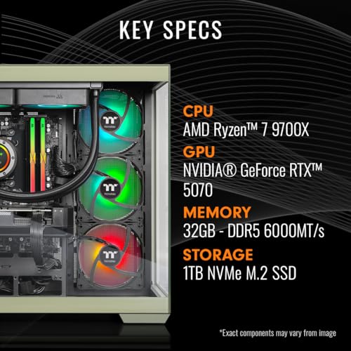 Image of Thermaltake LCGS View 9770M-380 Gaming Desktop (AMD Ryzen 7 9700X, ToughRam 32GB DDR5 6000MT /s RGB Memory, NVIDIA GeForce RTX 5070, 1TB NVMe M.2, WiFi, Windows 11) V38M-B85B-570-LCS