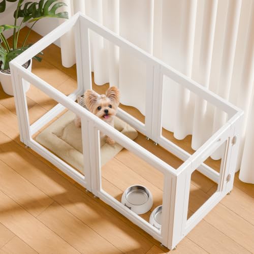 Image of EVERFRONT Clear Acrylic Dog Playpen - Clear Dog Play Pen - Easy Assemble Acrylic Dog Playpen - Puppy Playpen, Cat Playpen, Small Animal Playpen, Dog Play Pen Indoors