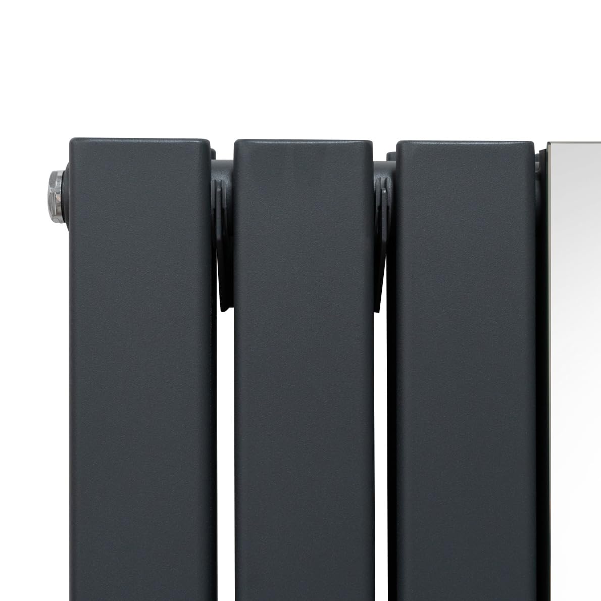 Radiador Plano con Espejo y Válvulas Cromadas TVR | 1800 mm x 425 mm | Gris Antracita | Doble Columna | Acero al Carbono | Kit Fijación con Soportes y Cepillo de Limpieza GRATIS | Garantía 15 años