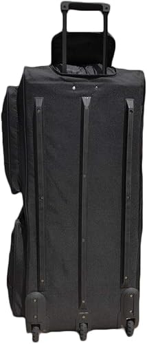 Miniatura 4 de Bolsa de lona con ruedas de 36 pulgadas, bolsa de equipaje, bolsa de hockey, bolsa de lona XL con rodillos, resistente, Negro -