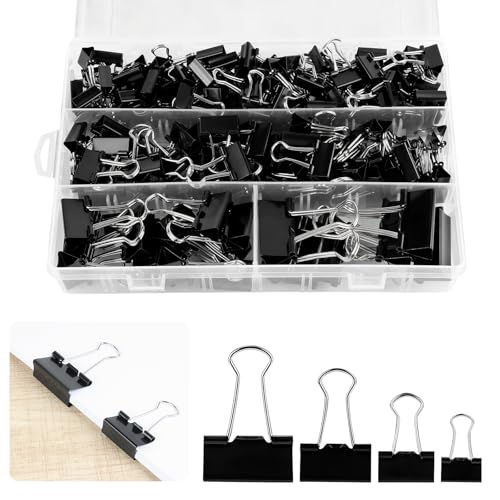 Pesutei 188 Stück Foldback Klammern 15mm/19mm/25mm/32mm Binder Clips