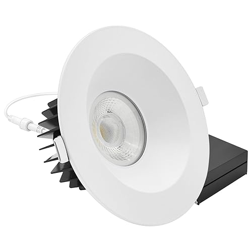 LUXRITE 6 Inch LED Recessed Light, Regressed Spotlight with Round White Interchangeable Trim, 22W, 1800LM, 5CCT 2700K–5000K, 60° Beam, Dimmable, Twist-N-Lock, CRI90, Wet & IC Rated, ETL Listed