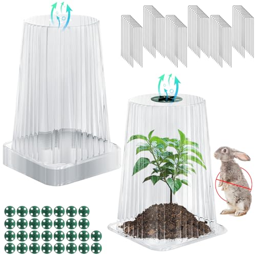 Aifanss 30 Pack Garden Cloches for Plants, Reusable Plant Covers with Adjustable Rotary Vent, Frost Protection, Protect from Animals Snails Birds Insects, Mini Greenhouse, 9.44" H x 7.48" D