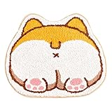 19.6'' x 23.6''Funny Bathroom Rug Doormat Comfortable Entryway Carpet Anti Slip Water Absorption Easy Care Bath Rug for Kitchen, Bathroom and Bedroom, Corgi