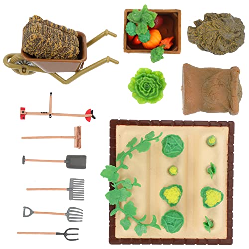 FONDOTIN 1 セット ミニファーム 屋外の装飾 農具 動物農場 地形モデルキット ミニチュア休暇 miniature model ミニシーン装飾 ミニ野菜畑飾り シーン モデル プラスチック