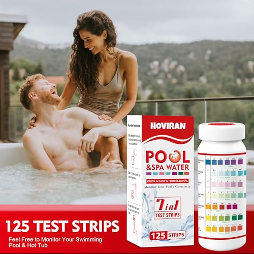 Pool Test Strips 7 Way, 125 Quick Swimming Pool Test Strips, Reliable Hot Tub Spa Water Testing Kit for Bromine, Total Alkalinity, pH, Free Chlorine, Total Hardness, Cyanuric Acid, and Total Chlorine - Thumbnail 4