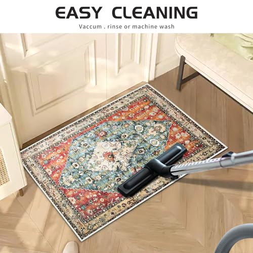 Tianlin 2 Pcs Washable Indoor Doormat 18 Inch X 30 Inch Non Slip Retro Floor Mat Area Rug Absorbent Entrance Rug Distressed Rug, Accent Throw Rug For Bedroom Kitchen Entryway Bathroom thumb #2