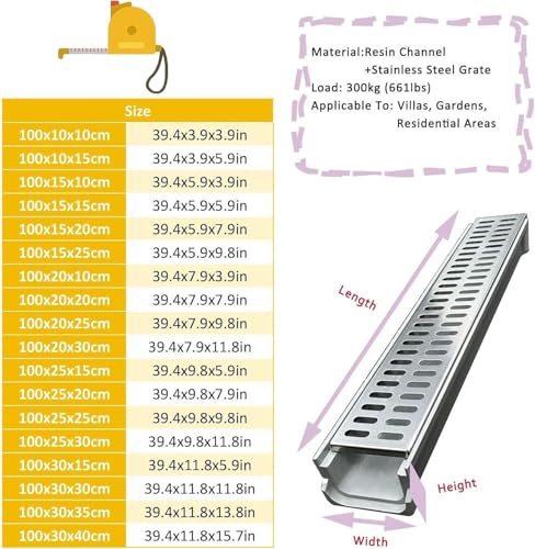 Grille de canal de drainage robuste pour allées et cours pavées - 4