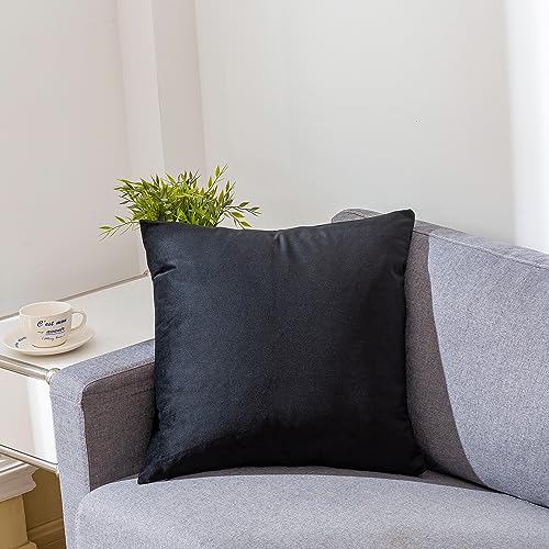 RainRoad Black Throw Pillows Covers Set of 2 Soft Velvet Decorative Pillow Covers 18x18 Inch for Couch Bed (Black, 18" x 18"(Pack of 2)) by RainRoad - Image 6