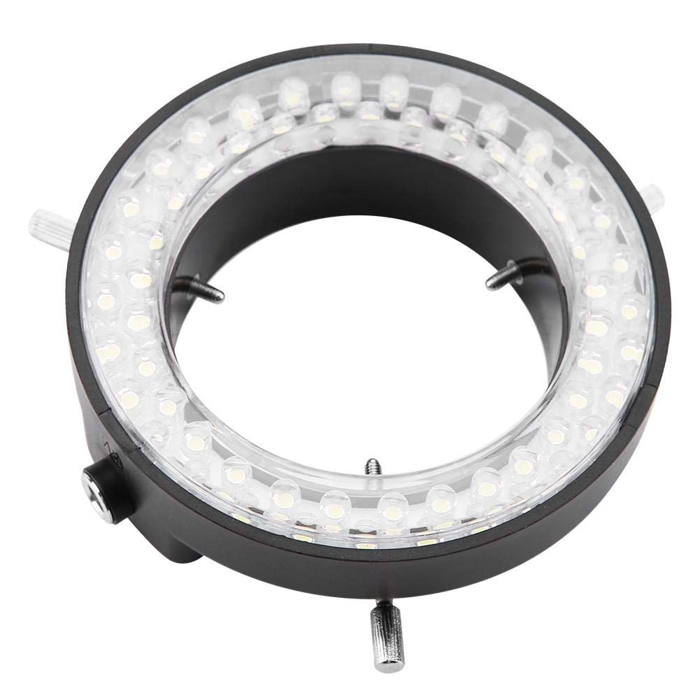 Luz de Anillo LED de microscopio, cámara de microscopio de 3.5W 56LED Beads Fuente de luz Brillo Lámpara de Anillo Ajustable 100-240V(EU)