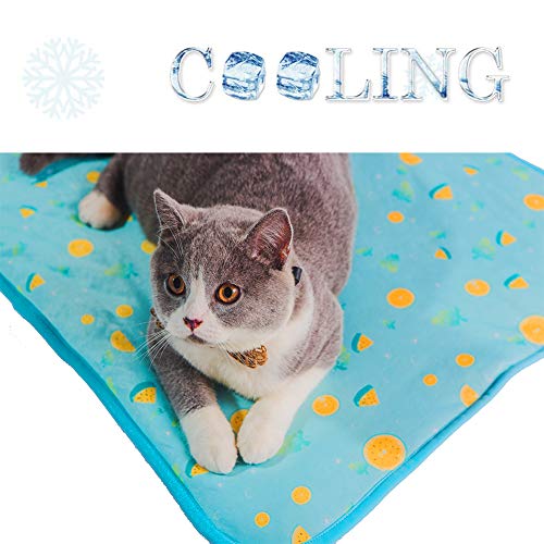 Seis Dog Ice Pad Ice Silk Cats Kennel Mat Pet Cooling Pad Summer Cool Bamboo Mat Breathable Pad (Blue Fruit, M #TOP1