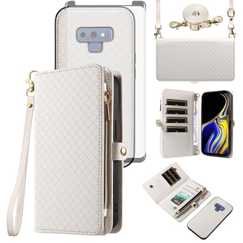 Protection Note 9 Samsung étui portefeuille amovible verre trempé antichoc