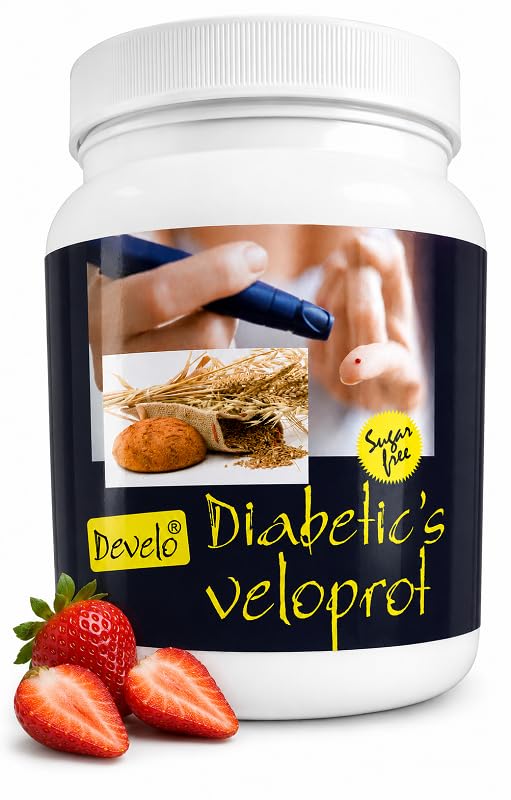Image of Develo Diabetic Protein Powder Sugar Free Food Supplement For Diabetes Care VeloProt Powder Men & Women Strawberry 1kg