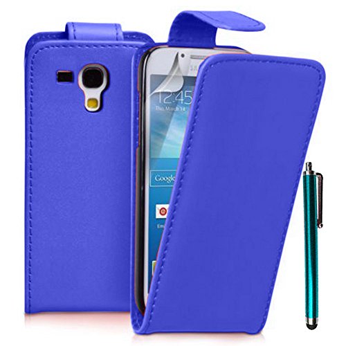 VCOMP® Housse Coque Etui Rabattable en Simili Cuir pour Samsung Galaxy Trend S7560/ Galaxy S Duos S7562 + Stylet - Bleu