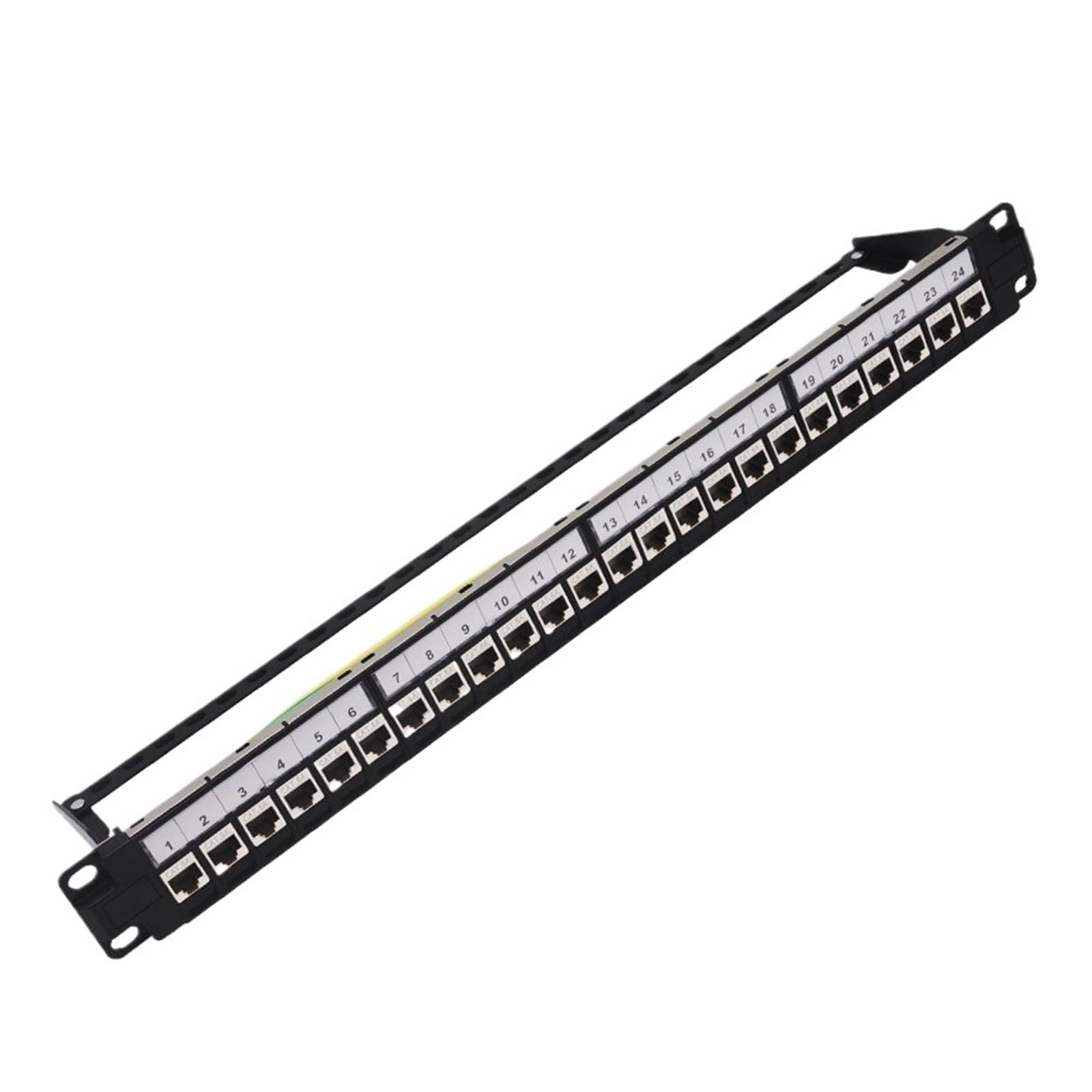 OSHZIKJII -24 Port 1U RJ45 Shielded Module Patch Panel, 19 "Rackmount, Wall Mount, CAT5E,CAT6,CAT6A,CAT7,CAT8, STP Keystone(Cat5E Module)