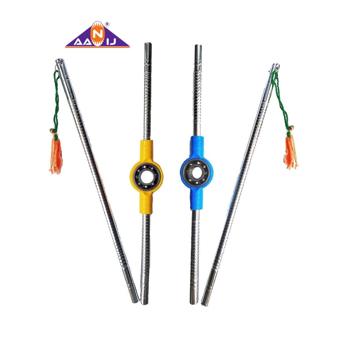 AANIJ® Stainless Steel Bearing Dandiya Sticks Set of 1 Pair for Dance Garba Sticks for Navratri Celebration or Dance Garba Stick Set of (1)-image-21