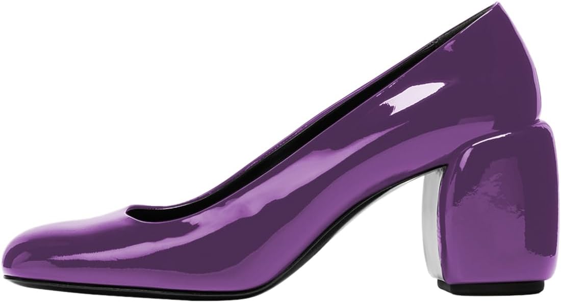 YDN Women Cute Round Toe Pumps Slip On Chunky Block Mid Heels Comfy Daily Outfit Dress Prom Party Shoes Size 4-16 US