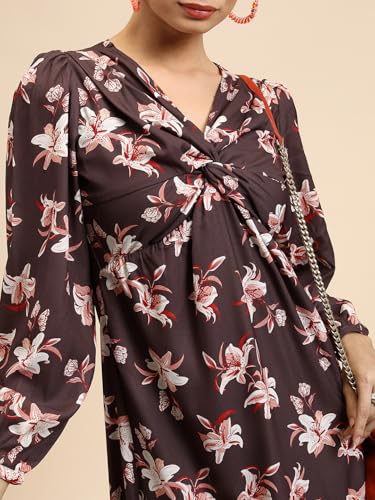 Image of Tokyo Talkies Women's Long Sleeves V-Neck Printed Dresses | Stylish Dresses | Casual Dresses