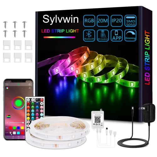 sylvwin Led Lights 65.6ft for Bedroom - APP Control Music Sync Color Changing Led Light Strips