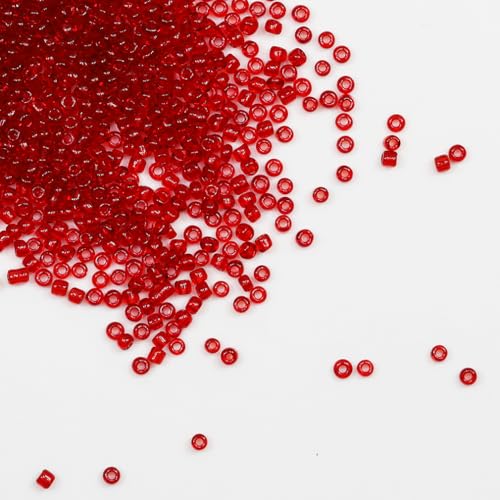 Tibaoffy perles transparentes rouges 8/0, 3mm, ~3600pcs