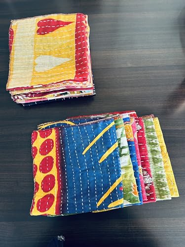 Servilletas Kantha vintage 100% algodón pack x10 30x30 cm miniatura 5