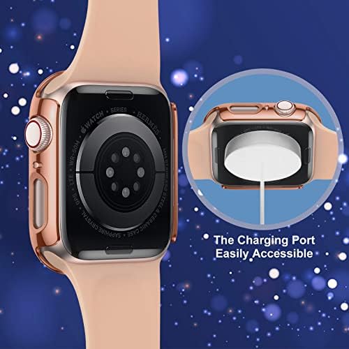 ZEBRE Screen Protector Compatible with Apple Watch Series 8/Series 7 41mm, 2Pack Full Coverage PC Case Tempered Glass Screen Protector Case Compatible with iWatch Series 8/Series 7 41mm