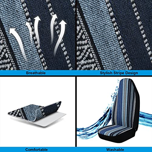 Akauto Baja Saddle Blanket Car Seat Covers Full Set With Seat Belt Pads And Steering Wheel Cover, Universal Colorful Striped Woven Interior Cover For Sedan, Suv, Truck, Airbag Compatible #TOP4
