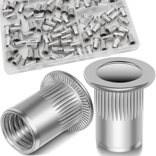 Image of 10-24 UNC Rivet Nut, 95Pcs 304 Stainless Steel Flat Head Rivnut Threaded Insert Nutsert