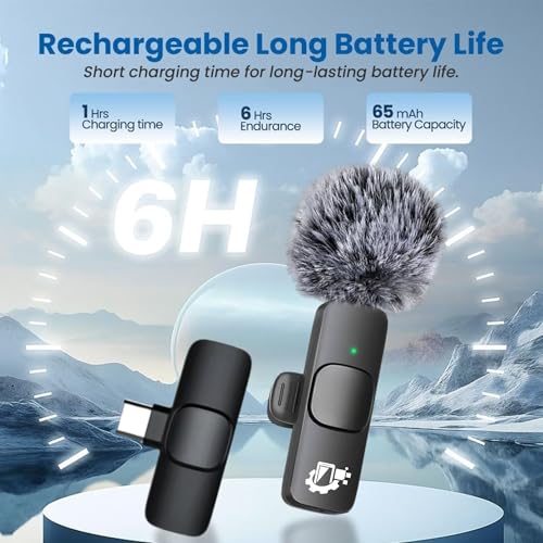 Image of GADGETSWEAR Dual Wireless K8 Lavalier Microphone Plug and Use for YouTube Recording Video, Collar Bluetooth Mic for Vlogging, Portable & Compatible Android, iPhone (K8 Furry)