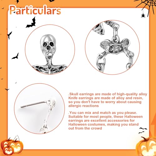 Halloween Earrings Skeleton Skull Earrings for Women Punk Gothic for Halloween Party Cosplay Jewelry (Skeleton-D)3